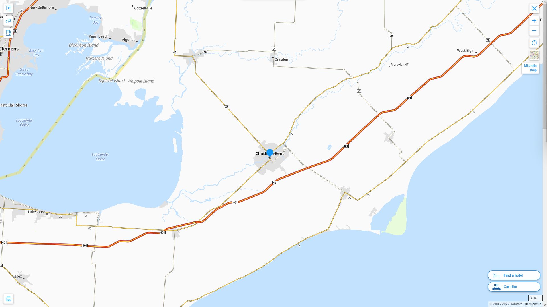 Chatham Canada Autoroute et carte routiere